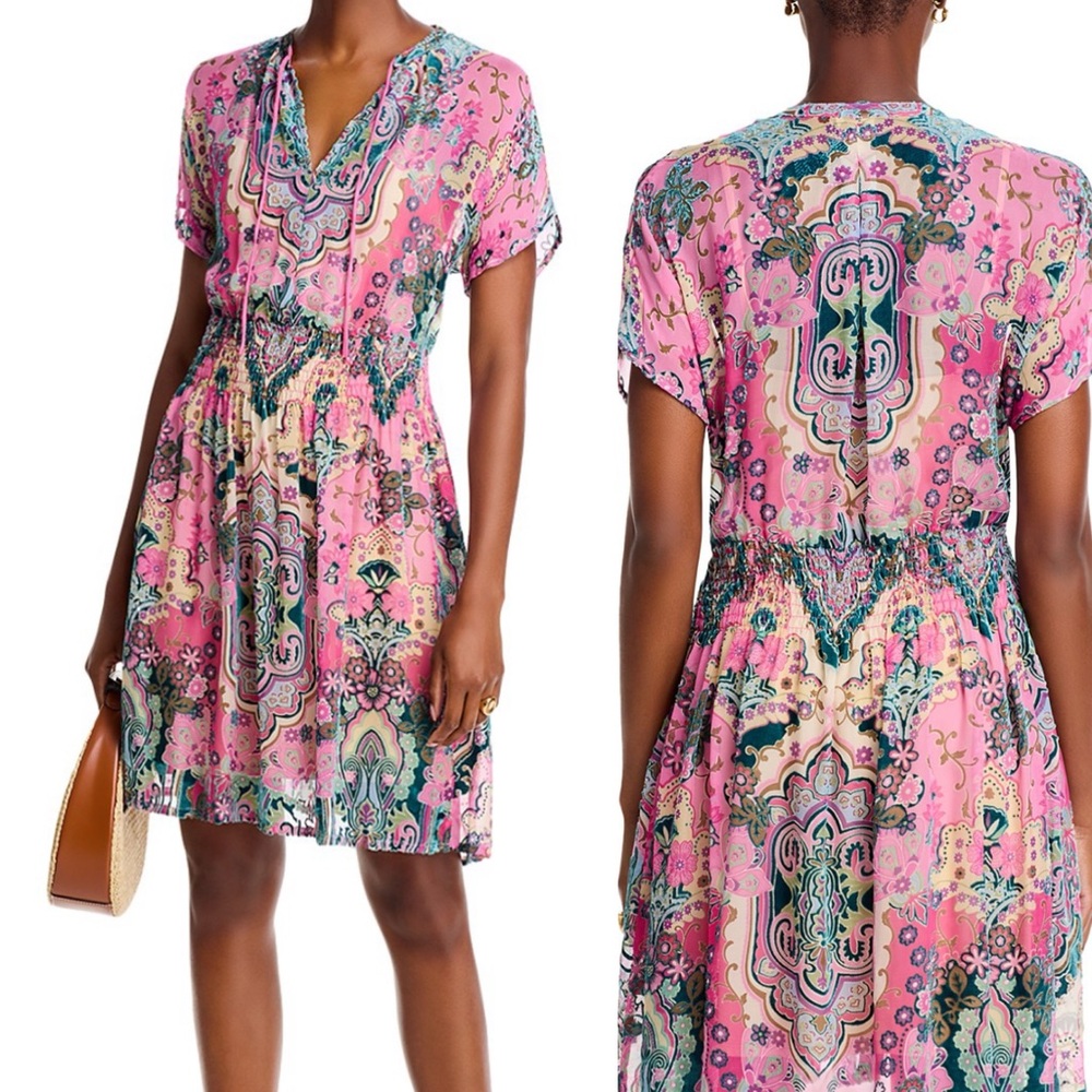 NWT Johnny Was Thia Burnout Dress (Slip) in Paisley Melody, size XS